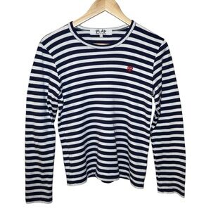 Comme des Garçons Play Heart Logo Striped Long Sleeve Tee Women’s Size L